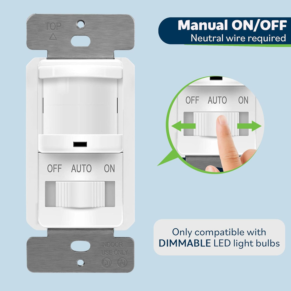 In-Wall PIR Motion Sensor Light Switch, Motion Sensor Switch, Occupancy Sensor S