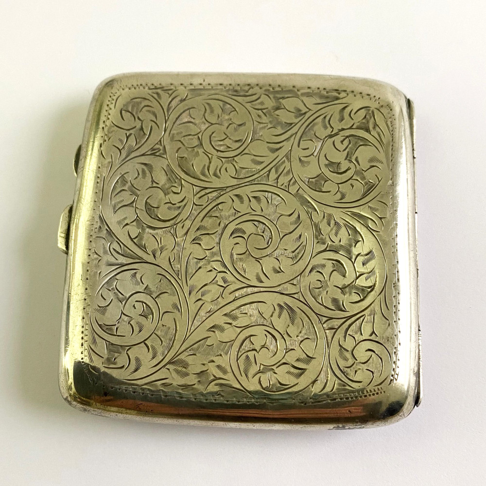 Antique Hallmark Birmingham Silver Engraved Cigarette Case 1925 78g