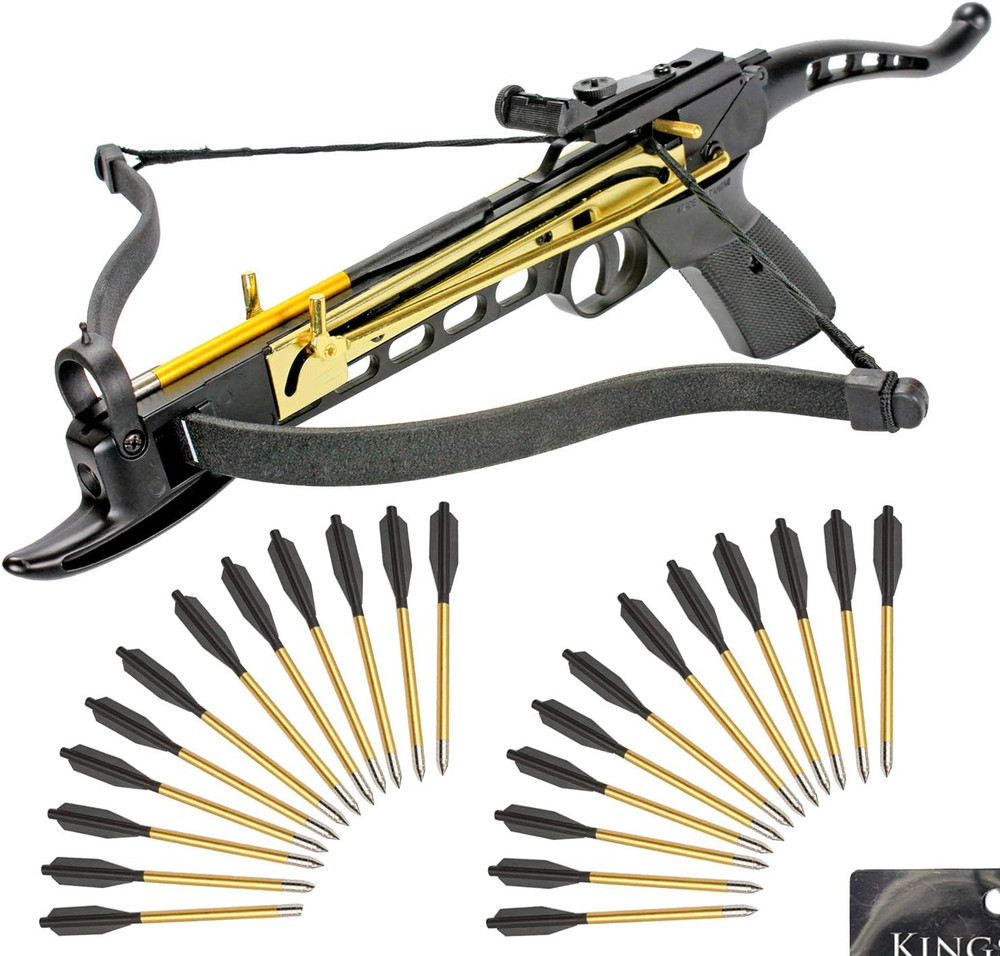 Self-Cocking Crossbow Bundle with Adjustable Sights, Spare Crossbow String and C