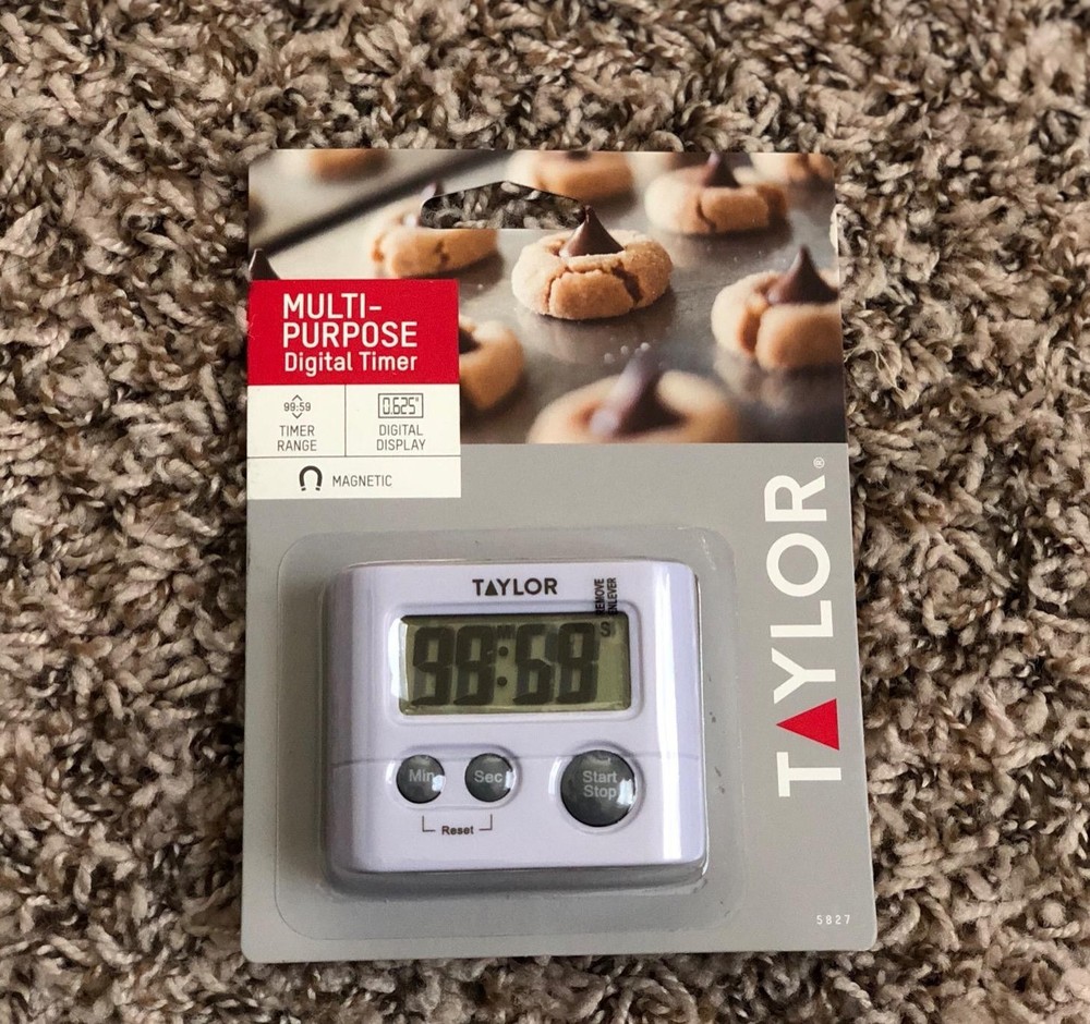 Taylor Digital Kitchen Timer 99 Min 59 Sec Compact White Cooking Baking