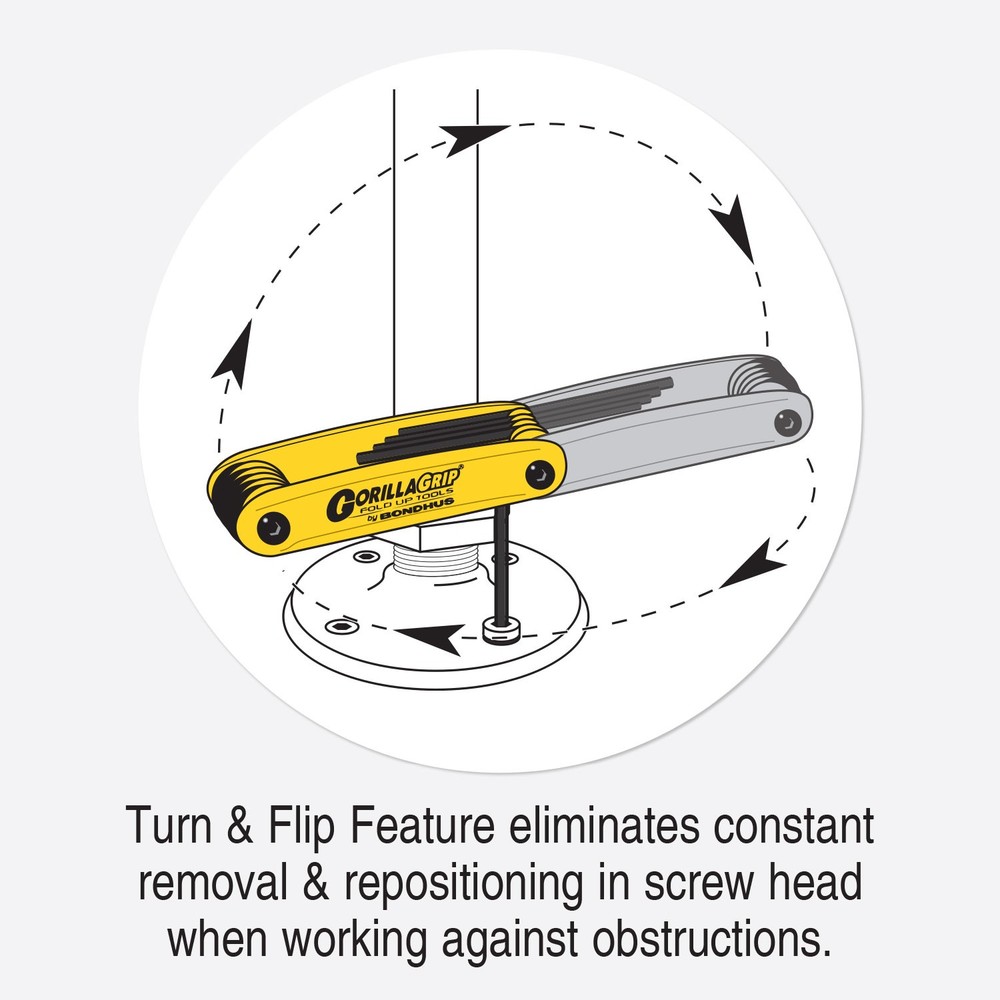 Bondhus BDH12589HF9 GorillaGrip Fold-Up Tool, (1 per Pack)