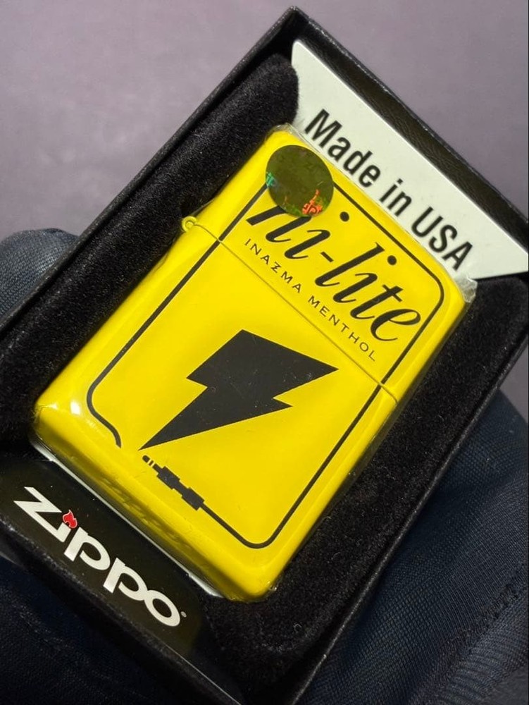 Zippo Hi-Lite Inazuma Menthol Yellow Double Sided Processing Lighter Regular