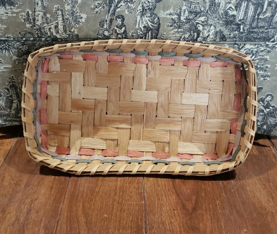 Extra Large Primitive Oak Ash Split 21" X 12" Rectangular Tricolor Basket Tray