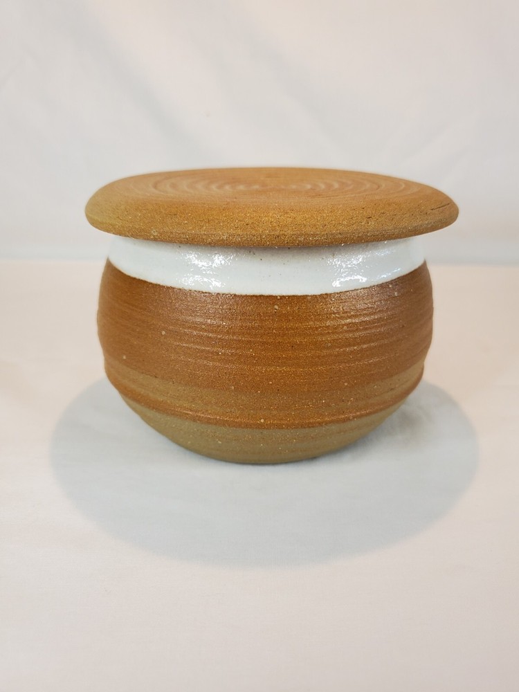 Studio Art Pottery Round Butter Bell Keep Stoneware Crock