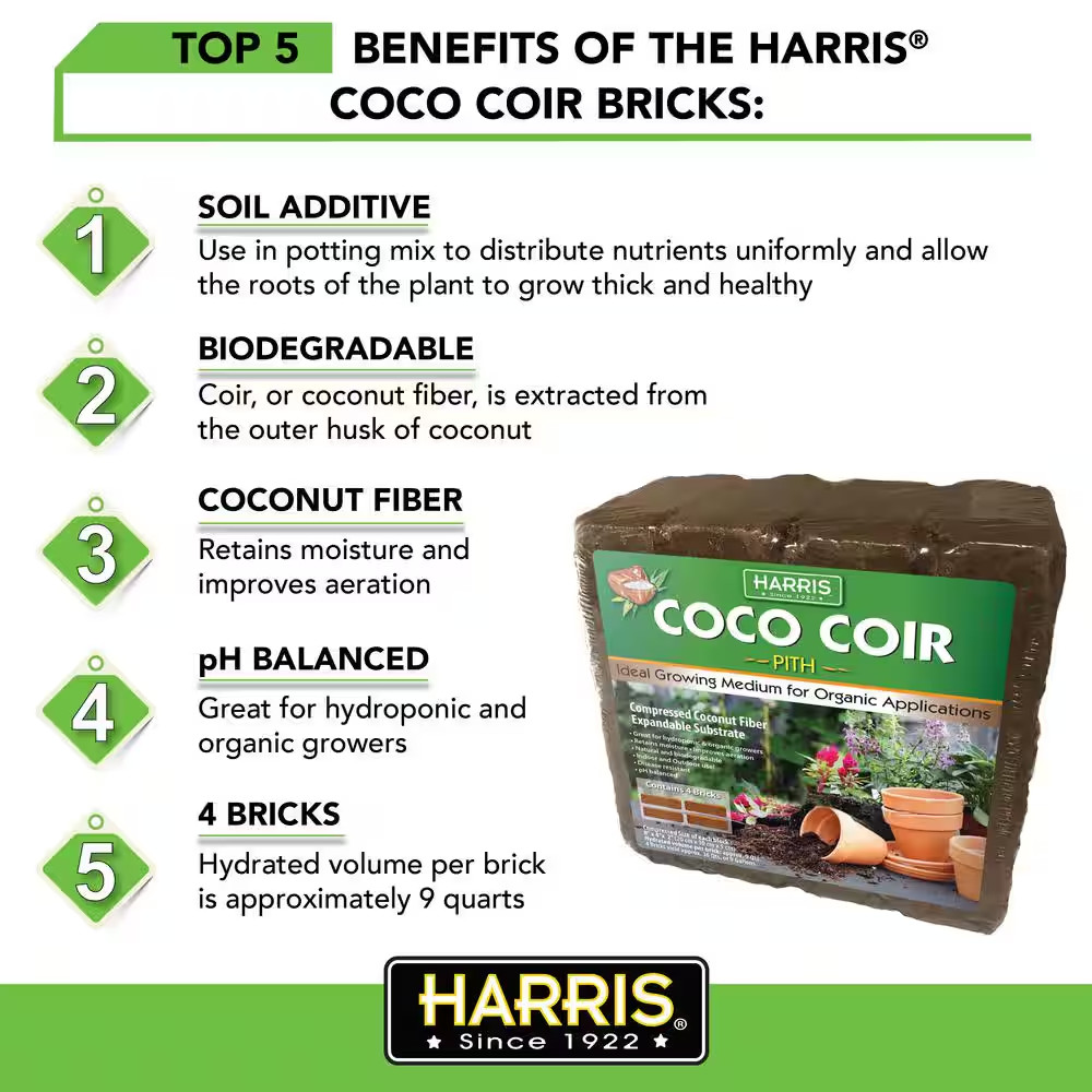 9 Gal. Expanding Coco Coir Pith (4-Brick Pack)