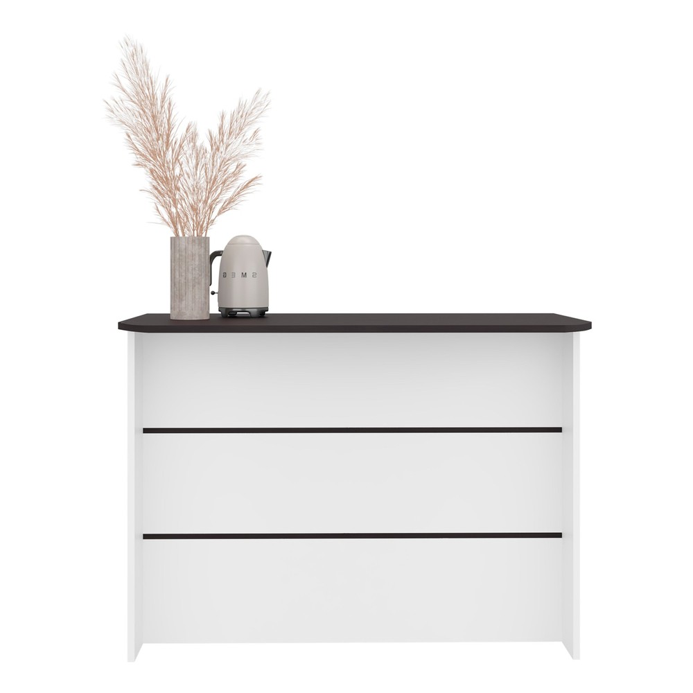 Wenge and White Kitchen Island with Ample Storage Space