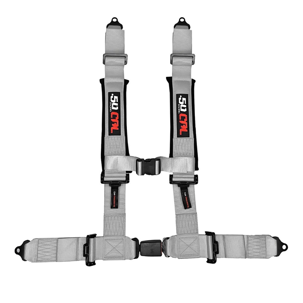 4 Point Off Road Harness 3" Belt Auto Style Buckle Push Button Release - SILVER