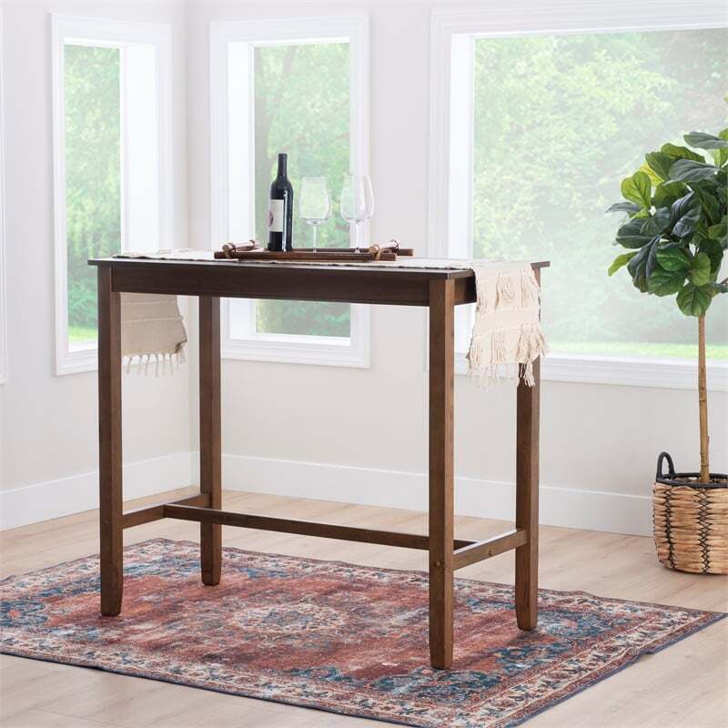 Linon Claridge 42" Wood Bar Height Pub Table in Rustic Brown