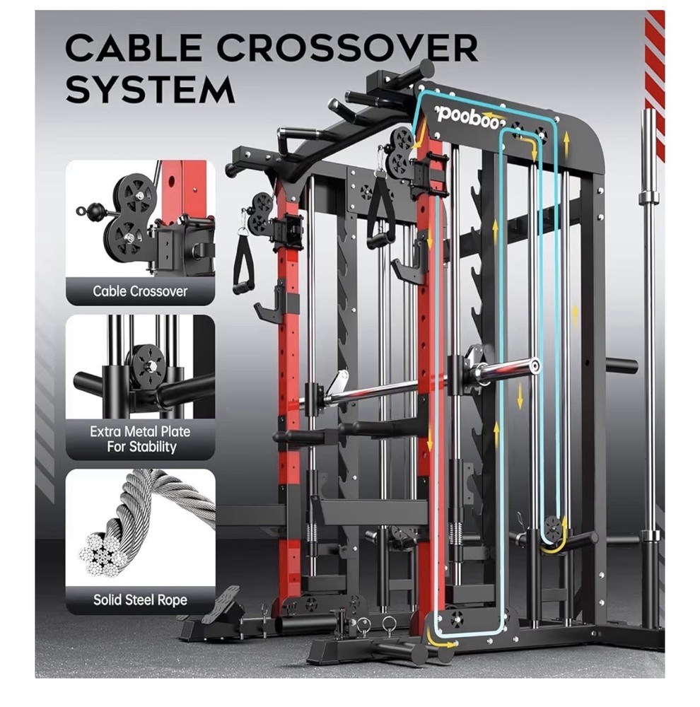 Multifuntional Machine Power Cage, 2000LBS Squat Rack, LAT-Pull Down System