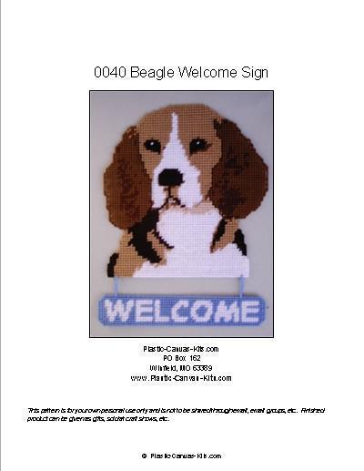Beagle Dog Welcome Sign- Plastic Canvas Pattern or Kit