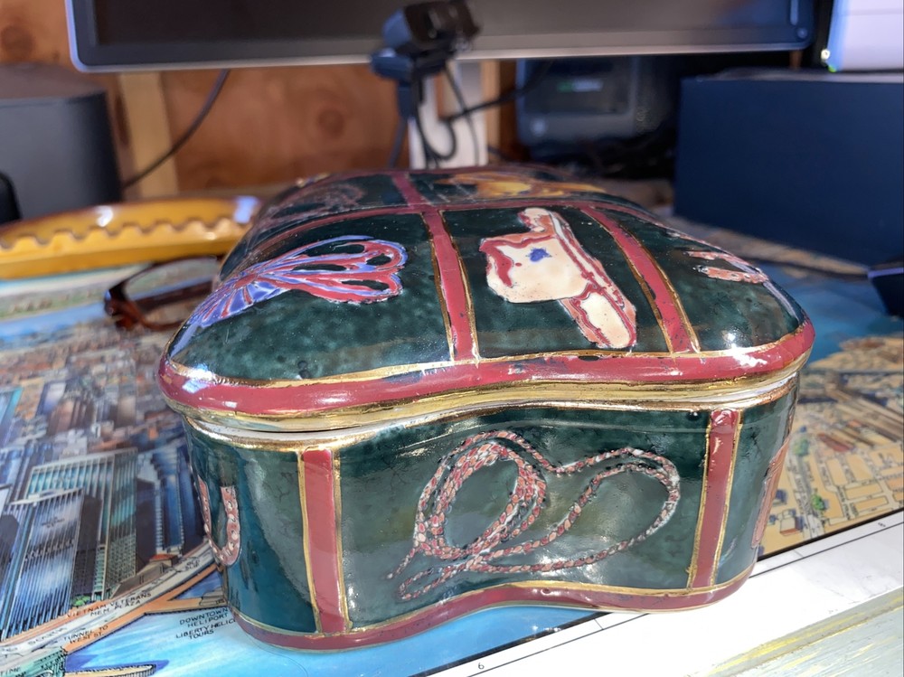 a ceramic western motif box