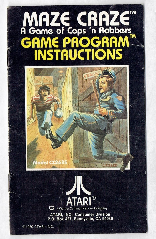 Atari Maze Craze Instruction Manual ONLY