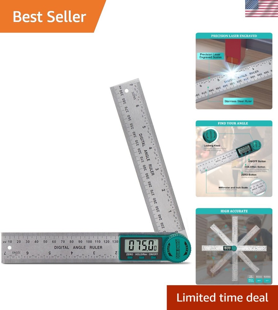 Digital Angle Finder Protractor Ruler with Large LCD Display - Woodworker's E...