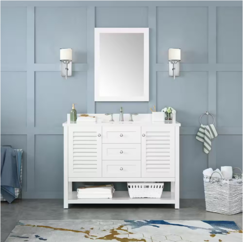HDC Grace 24" W x 32" H Rectangular Wall Mount Bathroom Vanity Mirror in White
