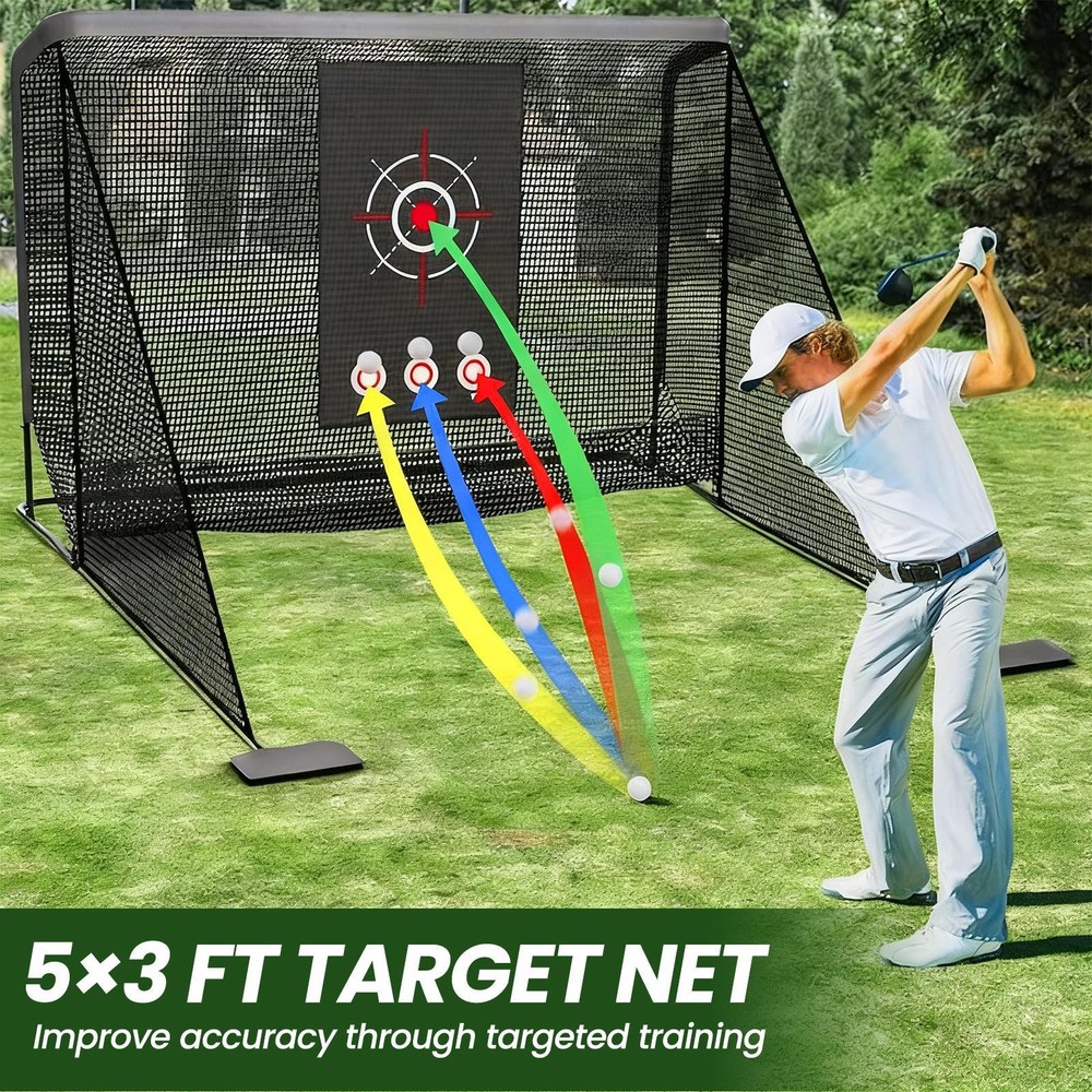 10x7Ft Heavy Duty Golf Practice Net with Target Cloth Driving Golf Hitting Net-