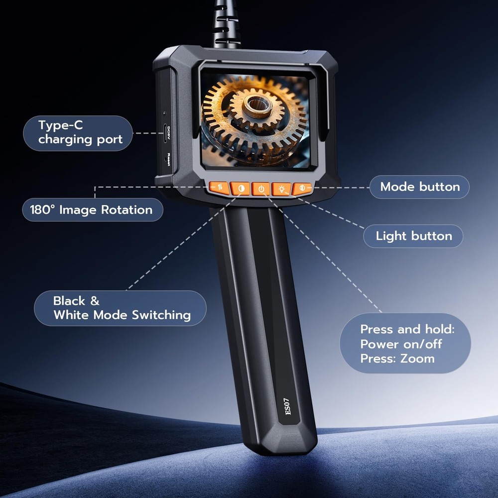 Endoscope Camera with Light, 2.8" IPS 1080P HD Handheld Borescope, 8 Adjustab...