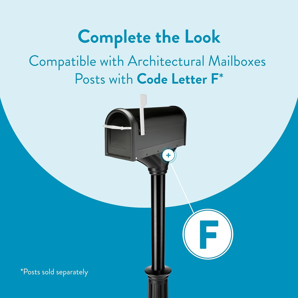 Chadwick Galvanized Steel Post Mount Mailbox, 8950B-10, Black, Medium Capacity