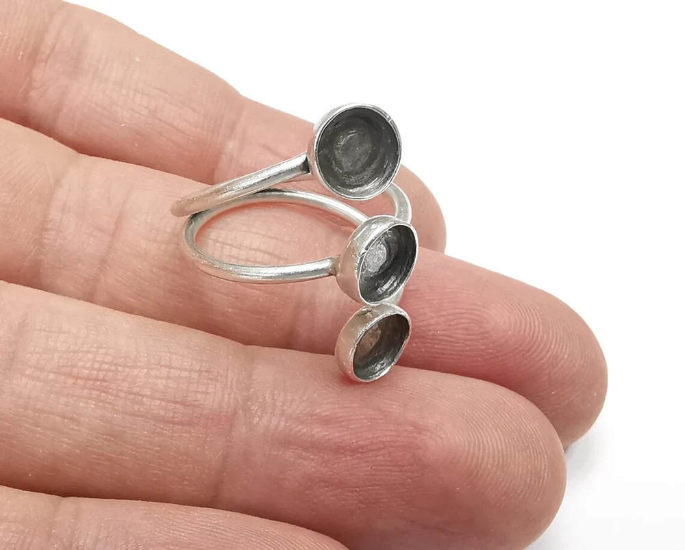 Wrap Ring Blank Setting, Cabochon Mounting, Adjustable Resin Ring Base Bezels