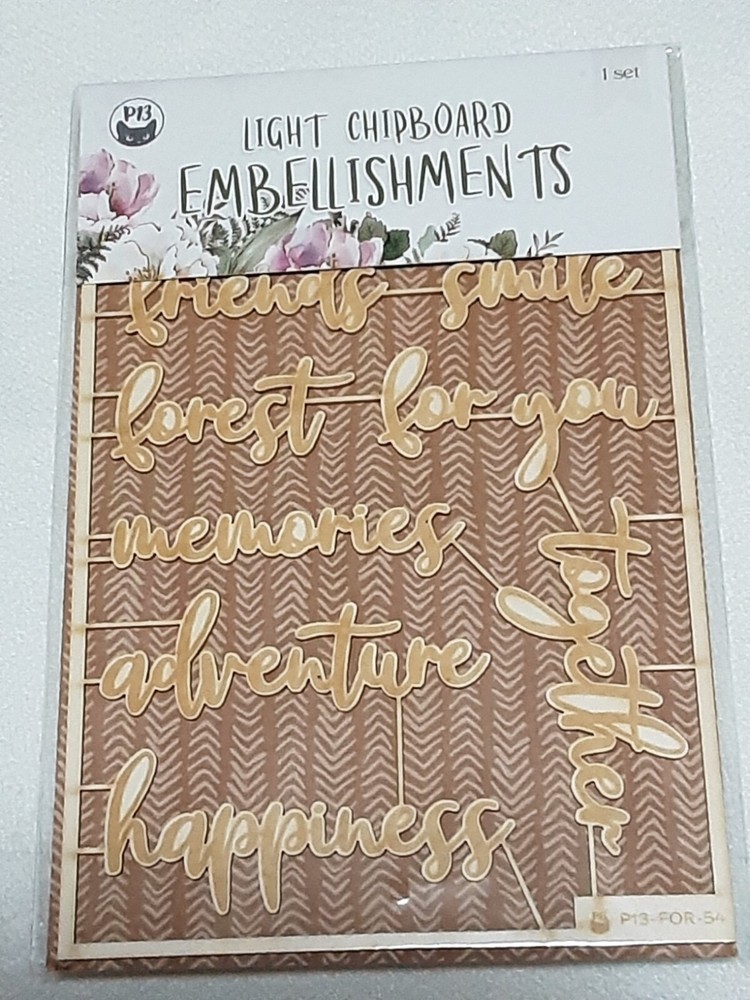P13 Light Chipboard Embellishments Bundle 11 asst 4x6" frame w/engraved pieces
