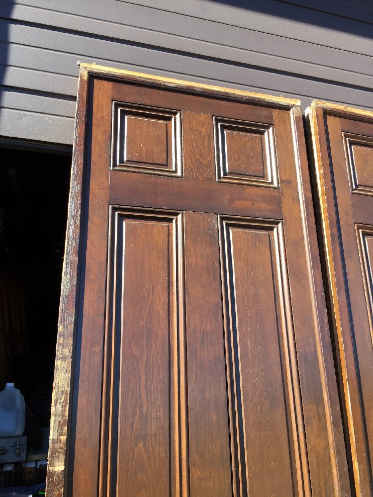 Ar 139 1 Set Antique Raised Panel Pine Pocket Doors 70" X 106"
