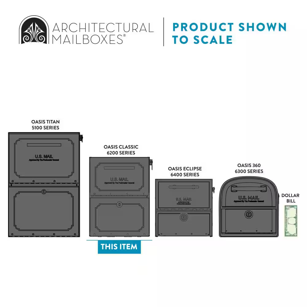 Oasis Classic Graphite Bronze, Extra Large, Steel, Locking, Post Mount Parcel Ma
