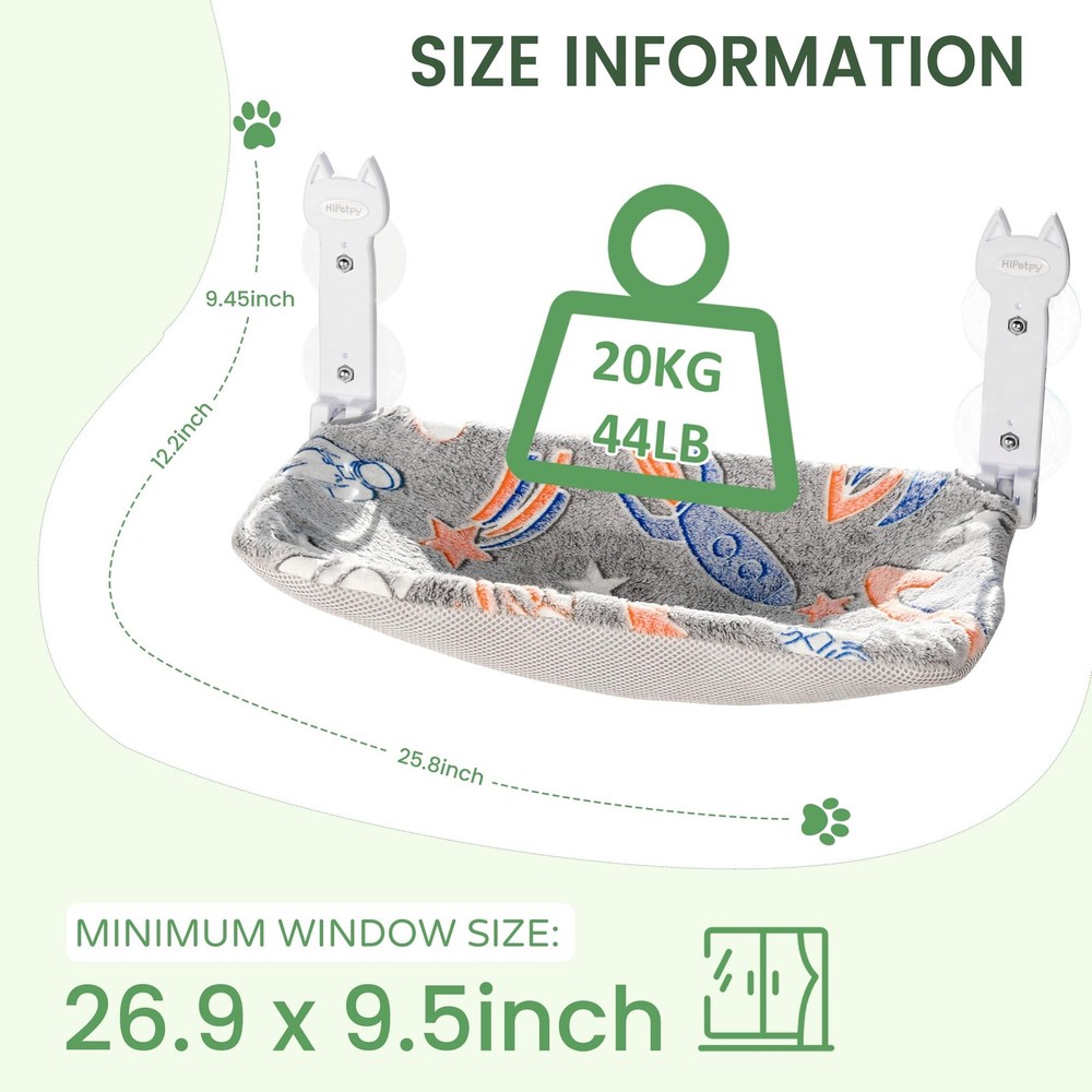 2 Pack Cat Window Perch, Glow in The Dark Foldable Cat Hammock with Sunken De...