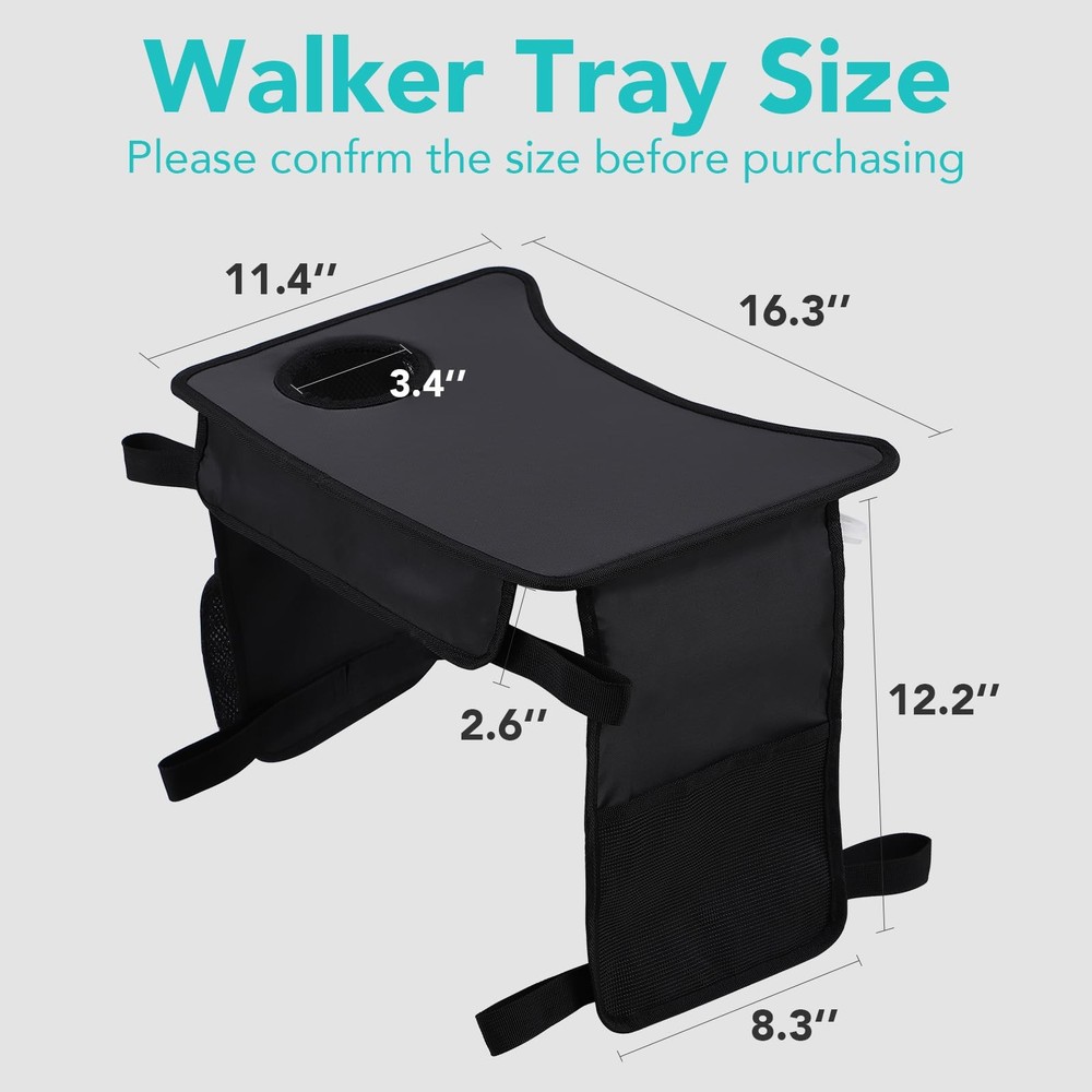 Hook-On Walker Tray, Cup Holder & Tool Free Quick Assembly, Non Slip Mobility...