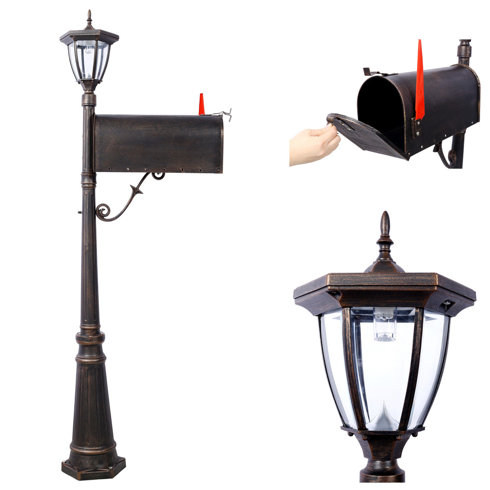 Mailbox/Post Solar Light Combo Kit Heavy Duty Cast Aluminum Postal Mail Box