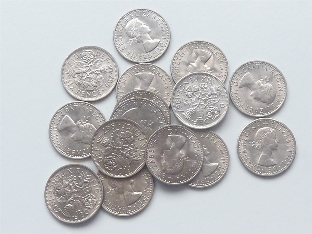 15 UNCIRCULATED 1967 6d SIXPENCES