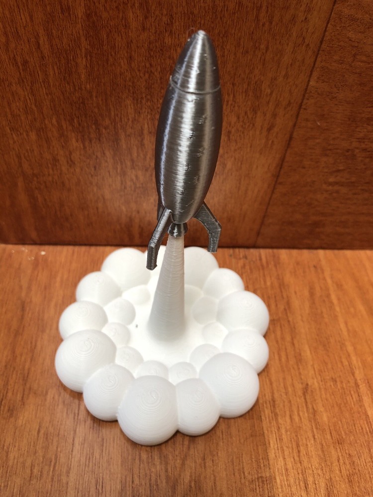 3D Printed Silver Or Gold PLA Plastic Rocket. Space, Graduation, Office gift