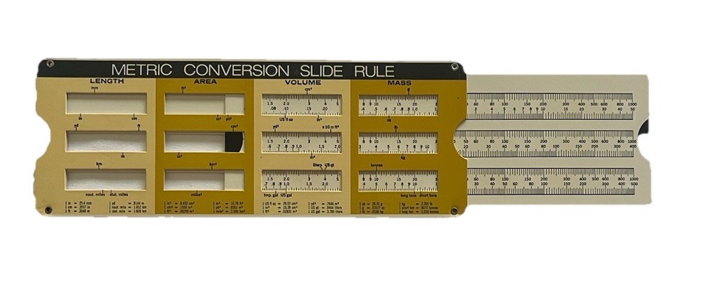 Metric Conversion Slide Chart 1974 Vintage Cardboard