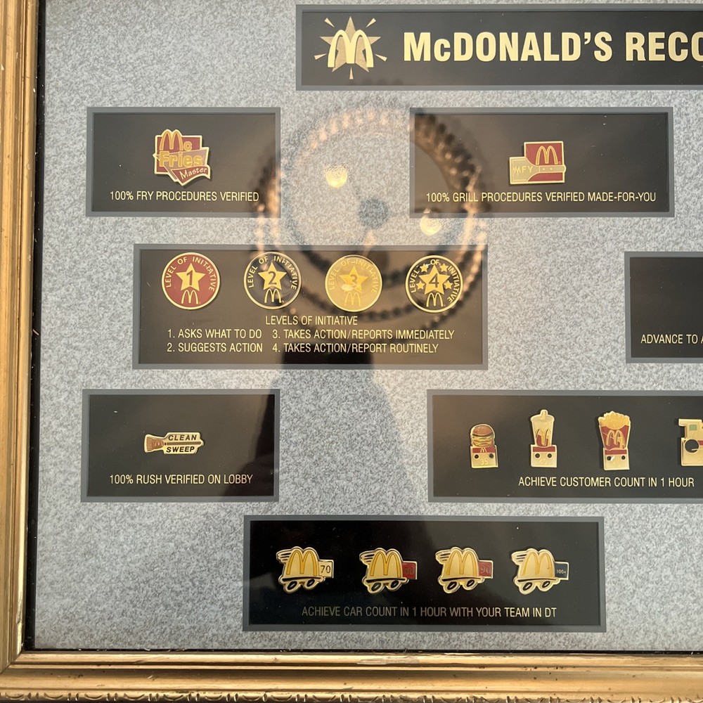 25”x13” Framed McDonald’s Recognition Program Display Pin Set With 25 Pins