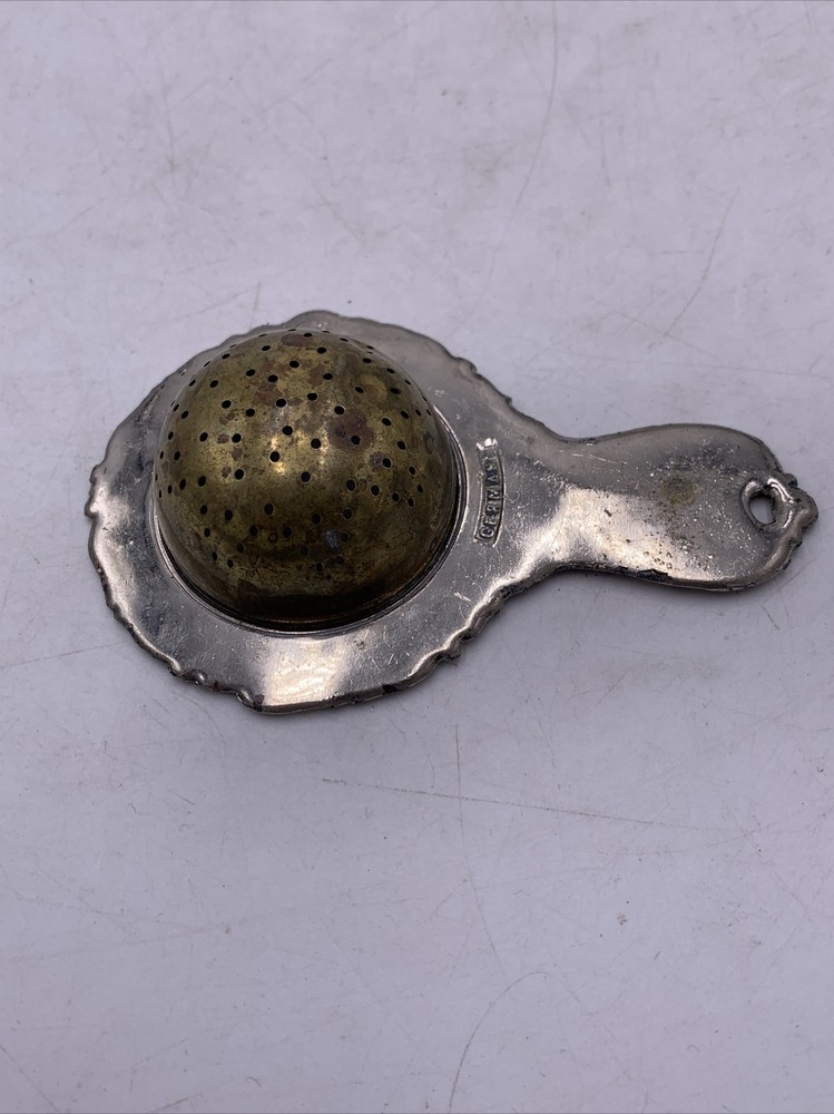 Antique German Silver Brass Tea Strainer 4”