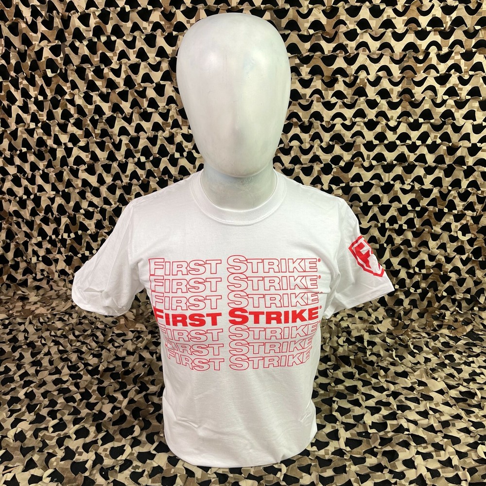 NEW First Strike T-Shirt - White w/ Red - Small
