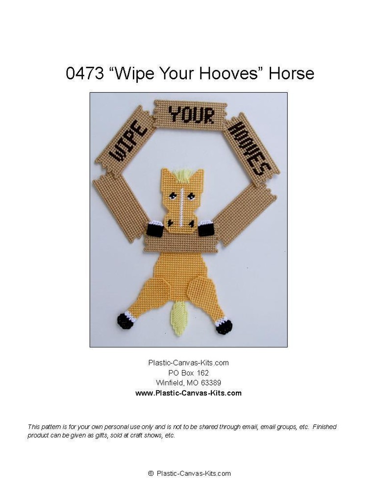 Wipe Your Hooves-Horse-Plastic Canvas Pattern or Kit