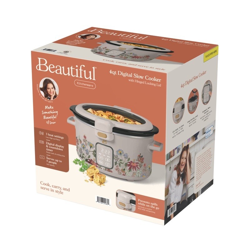4qt Slow Cooker W/ Locking Lid Dishwasher Safe Digital Display Timer Settings US