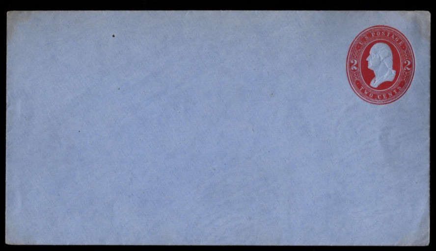 SC# U233, George Washington, 2 cent, red stamp on blue envelope, back flap open