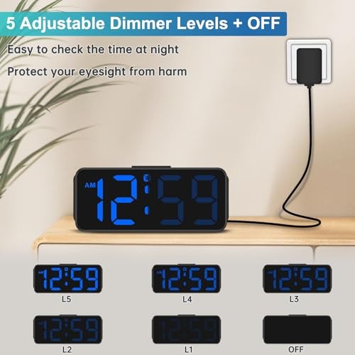 Peakeep Small Digital Alarm Clock Plug in for Bedrooms Assorted Colors