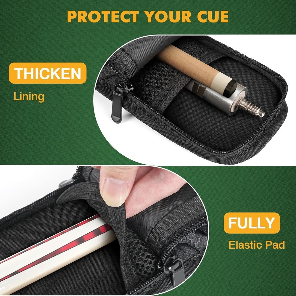 Waterproof Billiard Cue Bag - Stylish 1x1 Case with Multiple Storage Pockets