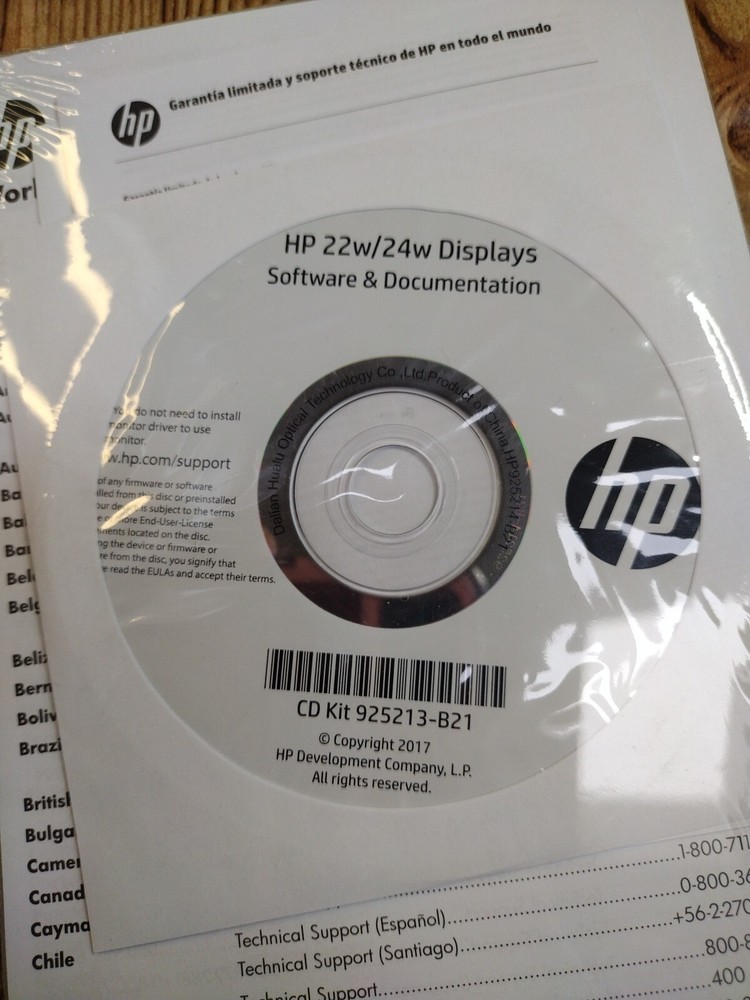 2017 HP 22w/24w Displays Software & Documentation CD Kit 925213-B21