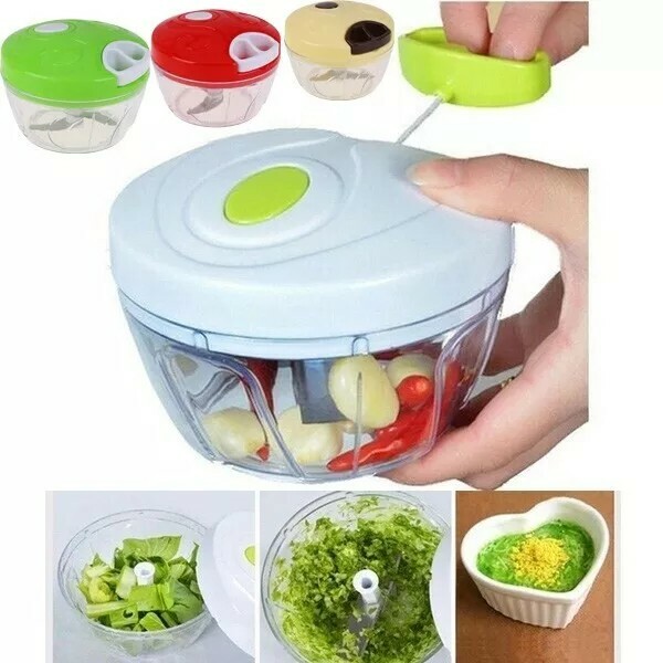 Mainstays ~ 4 Piece ~ "Pull" ~ Food Chopper Container ~ Lid ~ Paddle ~ Blade Set