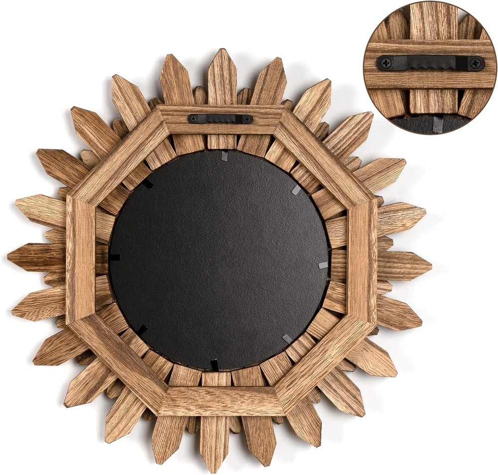 Boho Wall Decor Mirror 2 Pack Rustic Wood Mirror 12 inch Boho Mirror