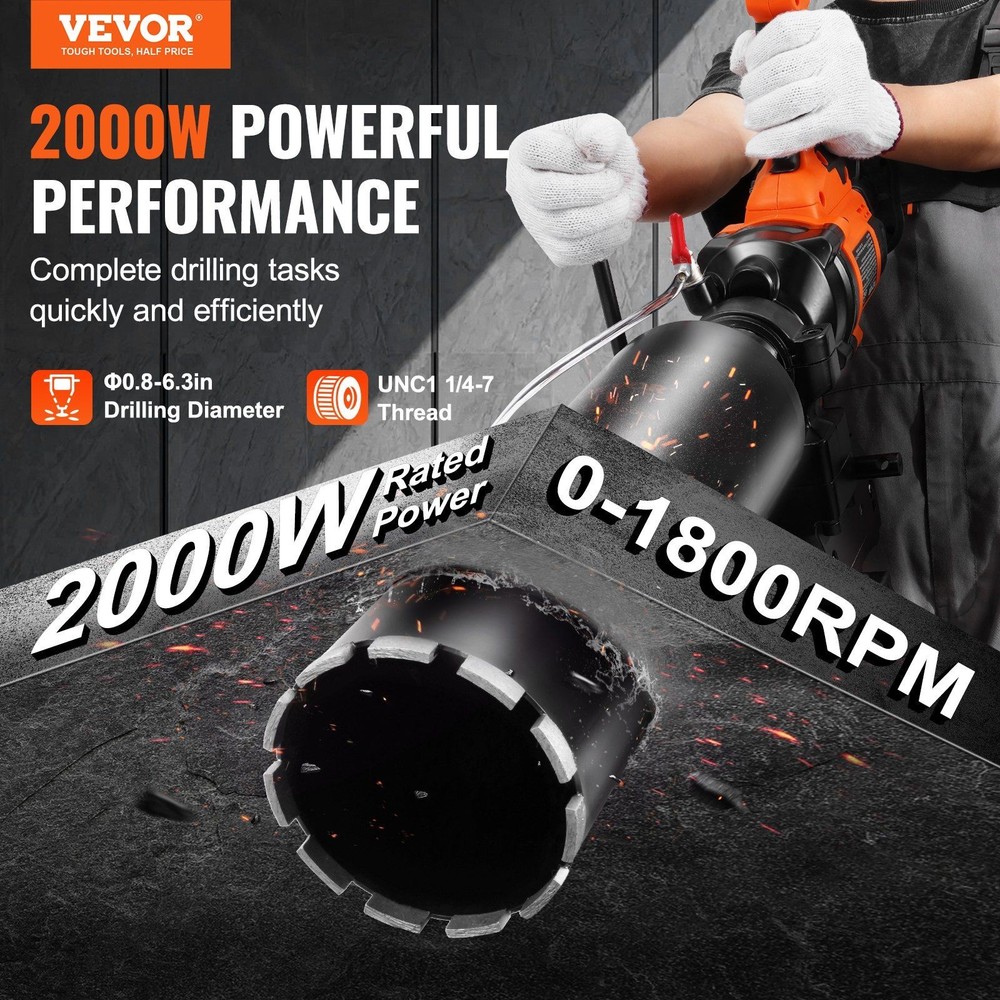 Core Drill Machine, 0.8-6.3in Drilling Diameter Handheld Diamond Core Dril