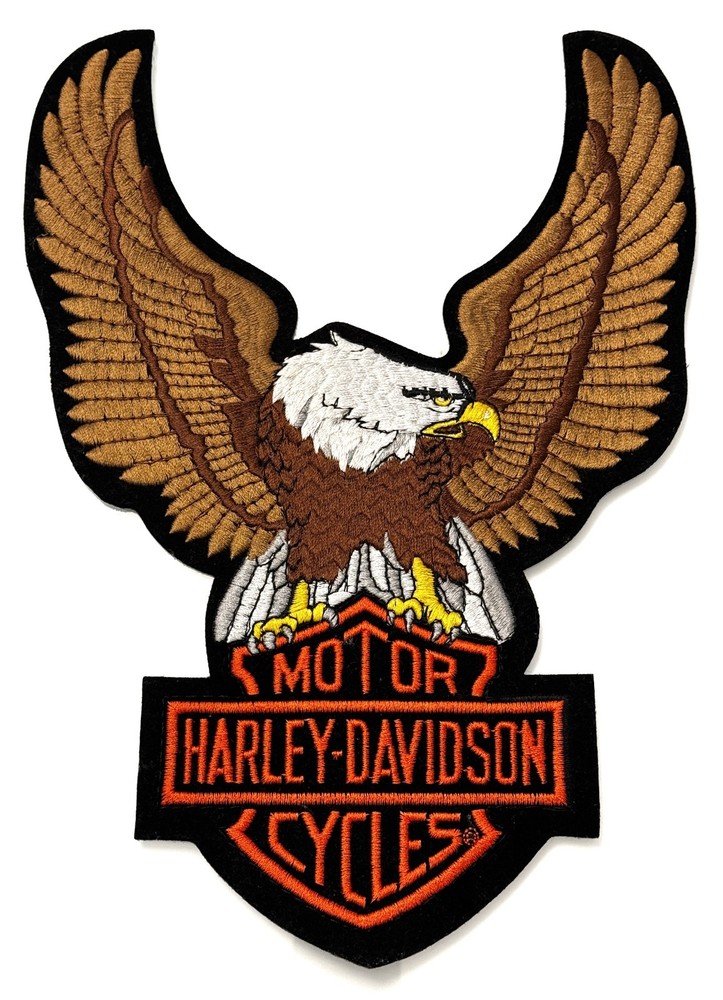 13.7" Harley Davidson Patch Eagle Up-Wing for Jacket, Vintage NOS, Large, NEW!
