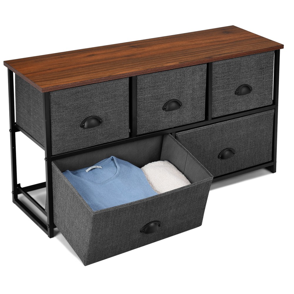 Multi Drawers TV Stand Storage Unit Side Table Display Organizer Dorm Room Black