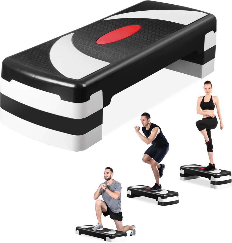 31 Inch Adjustable Workout Aerobic Step, Exercise Platform Trainer W 4 Adjustabl