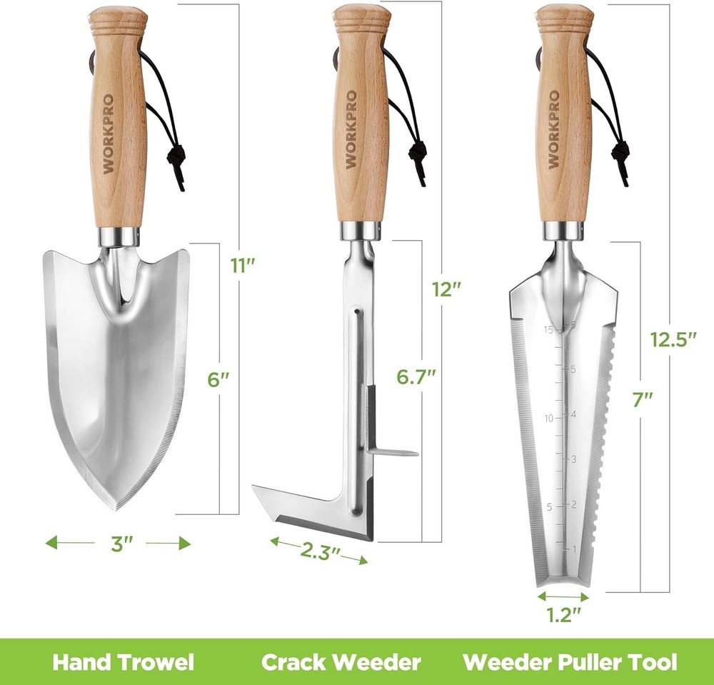 WORKPRO Garden Hand Tool Set 3 Pcs Heavy Duty Weed Puller Tool Lightweight