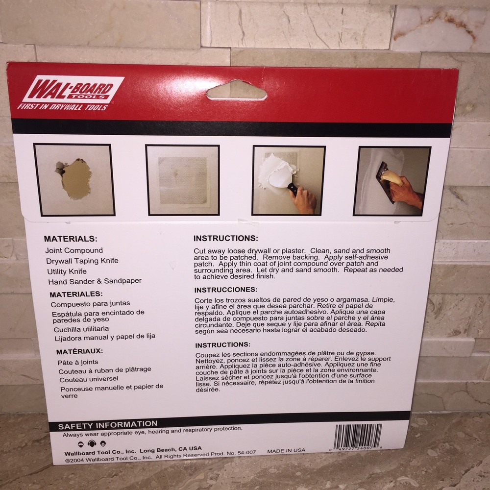 WAL BOARD TOOLS 8" X 8" DRYWALL REPAIR PATCH