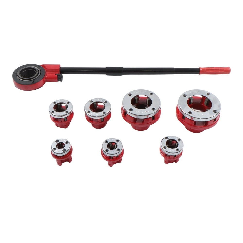 7 Size 3/8" To 2" Dies Set W/ Handle Pipe Threader Threading BSPT Pipe Threader