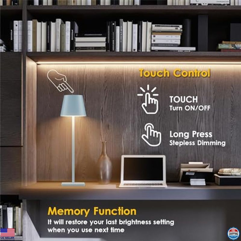 2-Pack Waterproof Rechargeable LED Table Lamps - Portable, Cordless, Dimmable